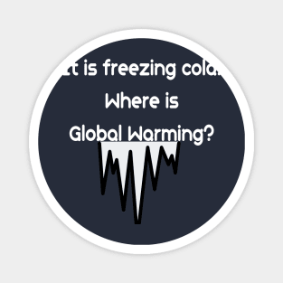 It is freezing cold.  Where is Global Warming? Magnet